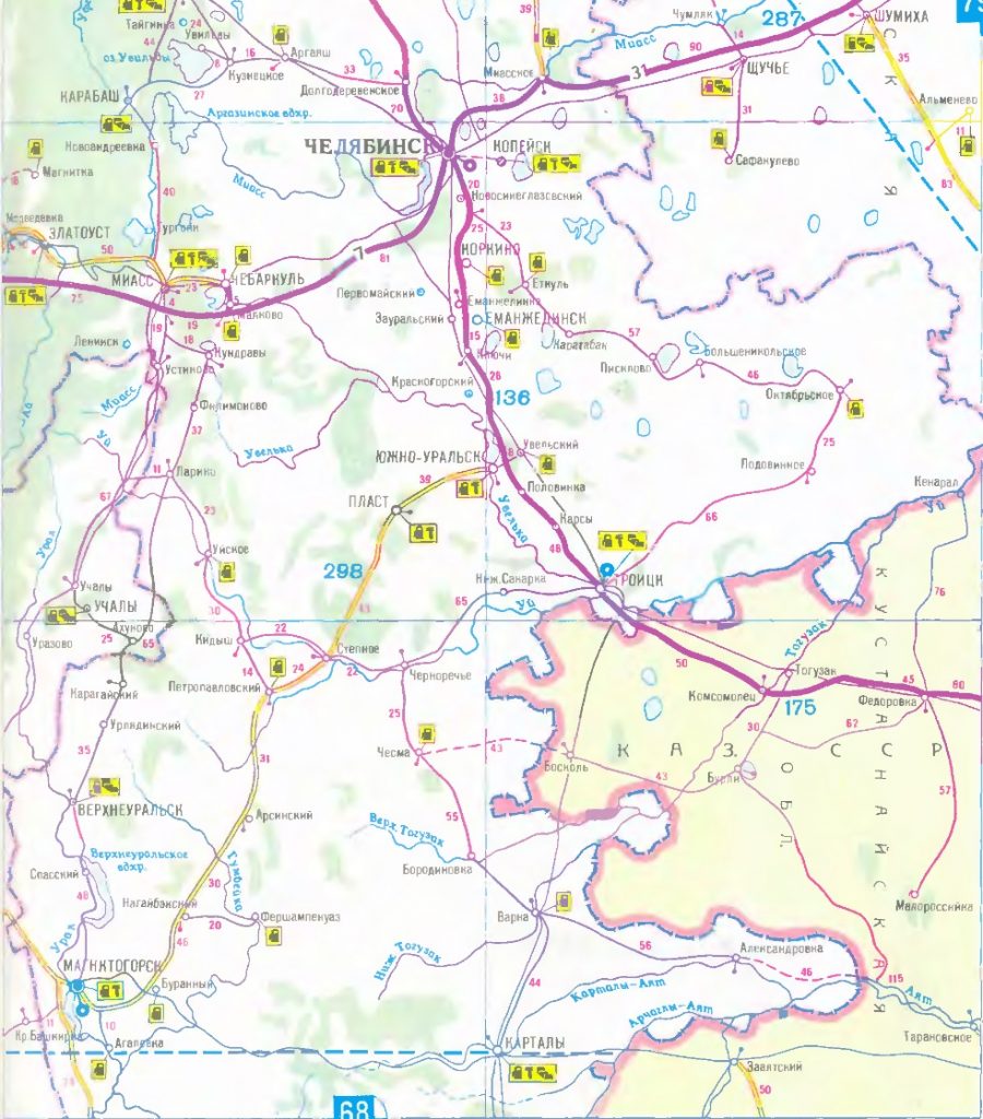 Карта маршрута. Челябинск. Трасса М5. Map of the route. Chelyabinsk. Highway M5.