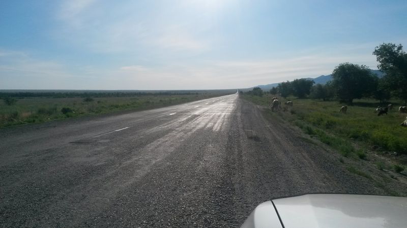 Дорога на Алаколь. Участок Кызлагаш - Сагабуен. The road to Alakol. The section Kyzlagash - Sagabuen.