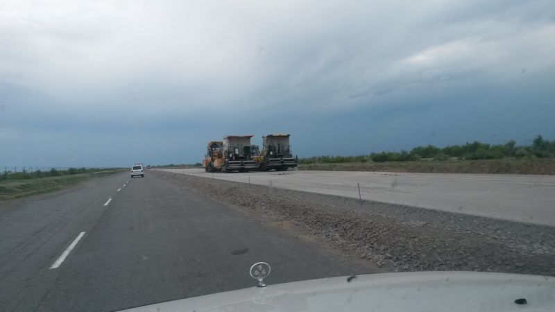 Строительство магистрали Павлодар - Астана. Construction of the highway Pavlodar - Astana.