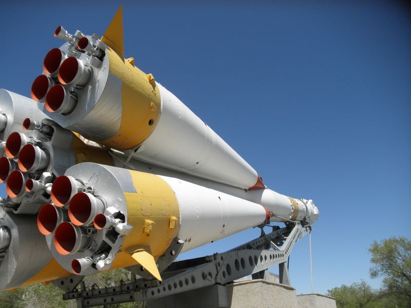 Казахстан. Город Байконур. Ракета "Союз". Kazakhstan. City Baikonur. Rocket Soyuz.