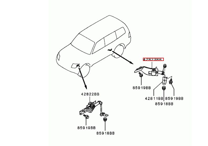 Ремонт автомобиля Mitsubishi Pajero IV. Замена тяги датчика корректора фар. Mitsubishi Pajero IV car repair. Replacing the headlight range sensor link.